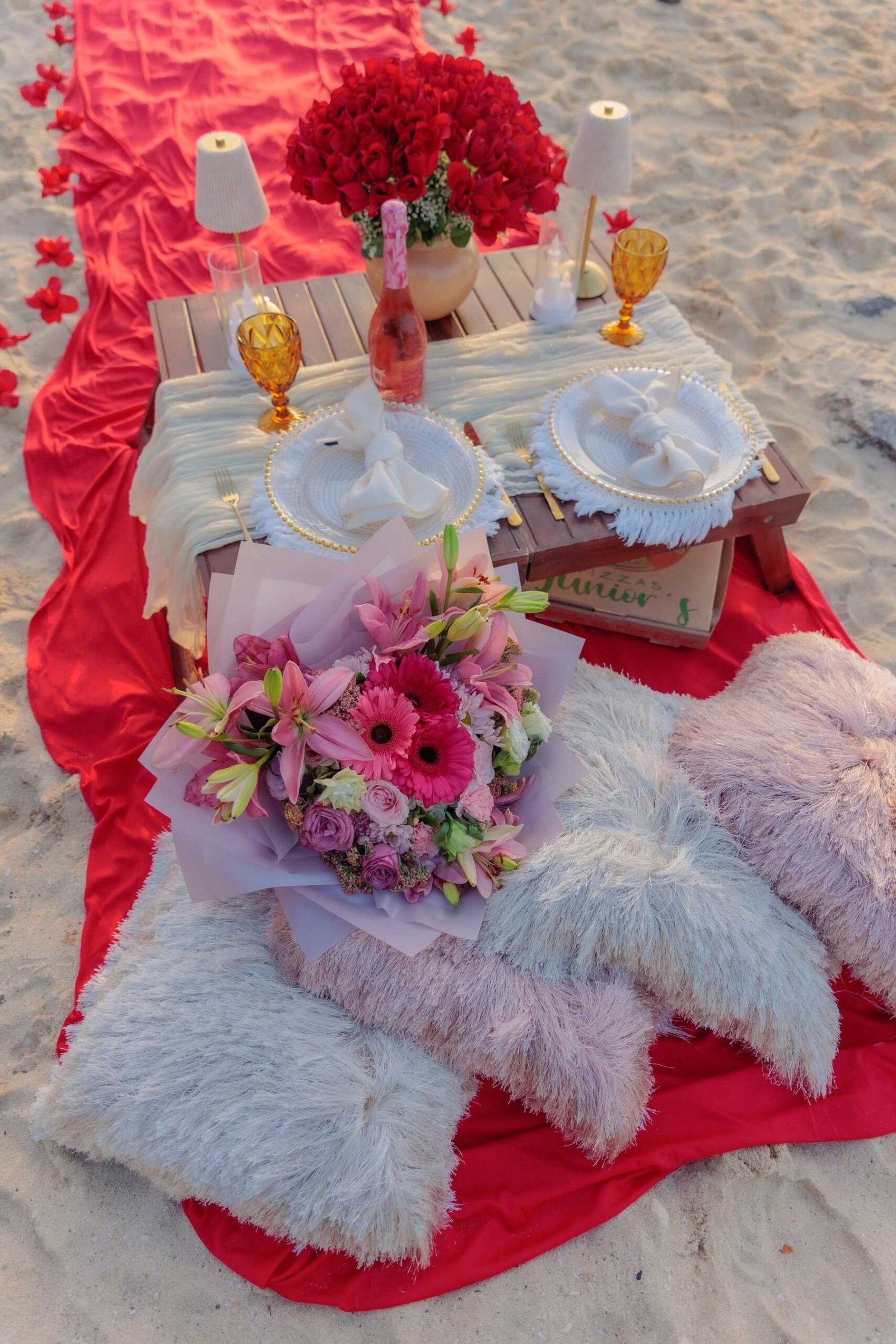 Marriage proposal on one knee on the beach in Cozumel